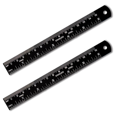 Zotemo Metal Ruler, 6 Inch Stainless Steel Ruler with Metric Measurement, 2 Pack, 15 Centimeters Straight Edge Ruler with Inch to MM Conversion Table