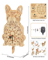 Mechanical Bulldog Clock Model - 3D Wooden Puzzle Kit for Adults and Kids Jigtoy