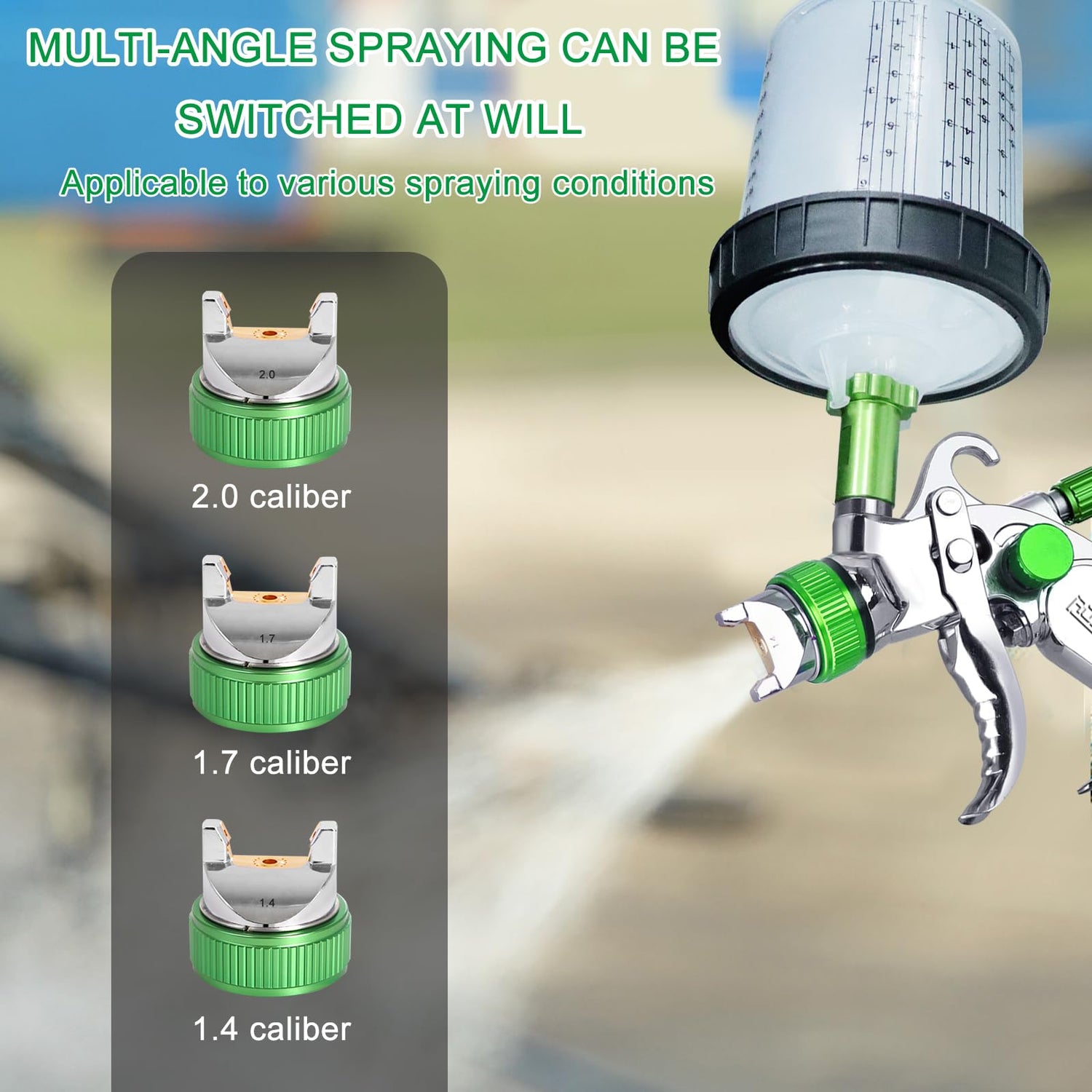 ROIKETU HVLP Paint Sprayer with 10pcs 600ML Mixing Quick Cup,Spray Paint Gun Set Contain 3 Nozzles 1.4/1.7/2mm &Pressure Gauge for Car ROIKETU