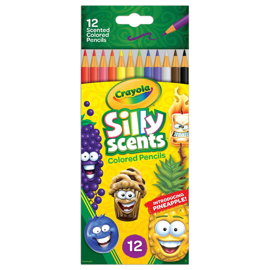 Crayola Silly Scents Scented Colored Pencils, Gift for Kids, 12ct, Assorted, 0.3 x 3.5 x 8.4 inches - WoodArtSupply