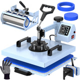 Pro 15x15 Heat Press with 30 OZ Tumbler Attachment, 5in1 Combo Tumbler Heat Press for T-Shirts, Tumblers Glass Cans Mugs Hats, and Plates EnjoyColor