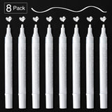 White Paint Pen for Art - 8Pack Acrylic White Paint Marker for Rock Painting, Stone, Wood, Canvas, Glass, Metal, Metallic, Ceramic, Tire, Graffiti, AKARUED