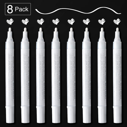 White Paint Pen for Art - 8Pack Acrylic White Paint Marker for Rock Painting, Stone, Wood, Canvas, Glass, Metal, Metallic, Ceramic, Tire, Graffiti, - WoodArtSupply