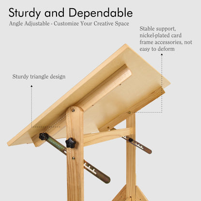 ARTIFY Extra Large Wood Drafting Table, Artist Drawing Table with Height Adjustable, Tilting Enlarge Tabletop, Studio Painting Table & Art Craft Desk