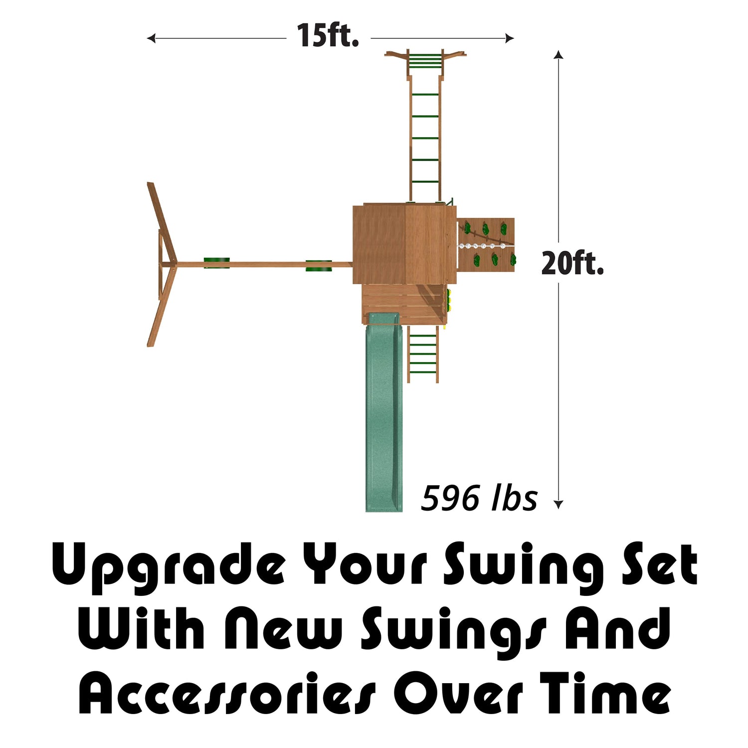 Creative Playthings Spring Hill Wooden Swing Set with Monkey Bars (Made in The USA), Includes Kids Climbing Wall, Monkey Bars, Playground Swings and Creative Playthings LTD.