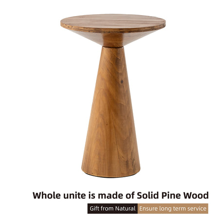 COZAYH Small Pedestal End Table Round Farmhouse Martini Table Wood Plant Stand Rustic Drink Table for Small Space Living Room, Walnut COZAYH