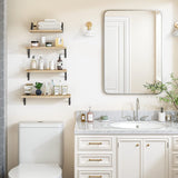 YGEOMER Floating Shelves, Rustic Wood Shelves, 4 Sets of Wall Mounted Shelf for Bathroom Decor, Bedroom, Living Room and Plants (Carbonized Black) YGEOMER