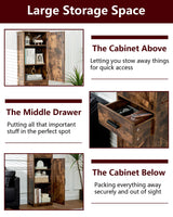 WEENFON Tall Bathroom Cabinet with 6 Shelves, Narrow Cabinet with 2 Doors & 1 Drawer, Freestanding Storage Cabinet, for Bathroom, Living Room, WEENFON