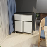 Waqiv Rolling Garage Storage Cabinet with Door and Drawer, Lockable Metal Tool Cabinet on Wheels for Garage, Home, Office, Black & Gray, Assembly Waqiv