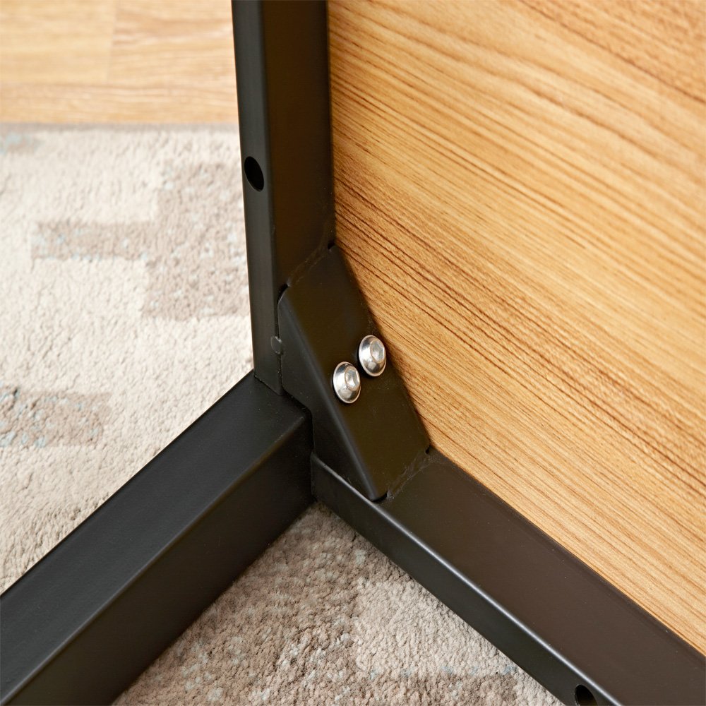 Need Small Square Dining Table- 31-1/2'' Sturdy and Heavy Duty Writing Desk for Small Spaces and Writing Table Desk, Teak Color Desktop & Black Frame Need