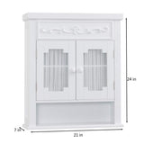 Elegant Home Fashions Lisbon Removable Wooden Wall Cabinet with Drapery-Lined Doors, White Teamson Home