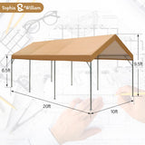 Sophia & William Carport, Heavy Duty 10'x20' Car Canopy Tent,Portable Garage Shelter with 4 Reinforced Steel Cables, Galvanized Steel Frame 150G UV Sophia & William