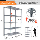 Land Guard 5 Tier Storage Racks and Shelving - 48" L x 20" W x 72" H Heavy Steel Material Pantry Shelves - Each Unit Loads 350 Pounds Wire Shelf, Land Guard