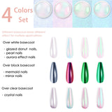 Allstarry Chrome Nail Powder Metallic Mirror Effect Pigment Iridescent Aurora, Mermaid Pearl Glitter Dust Kit for Gel Polish Nail Art Decoration, Allstarry
