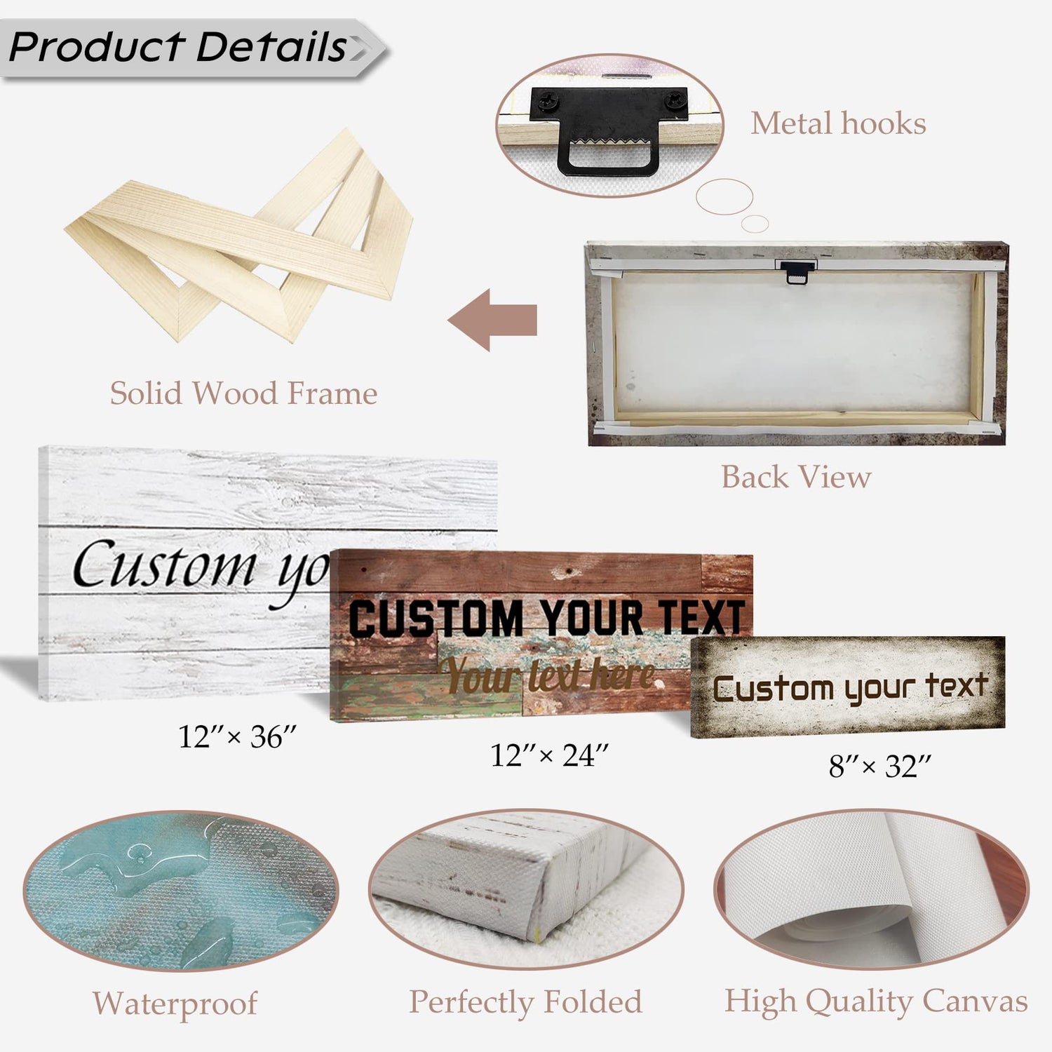 LZIMU Personalized Quotes Sign Wall Decor Custom Canvas Sign with Your Text Customized Gift for Rustic Kitchen Farmhouse Decor Framed (4"x16") LZIMU