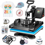 5 in 1 Heat Press Machine for t Shirts Heat Transfer Machine12" X 15"Swing Away Shirt Printing Multifunctional Sublimation Machine Digital Shirt AKEYDIY