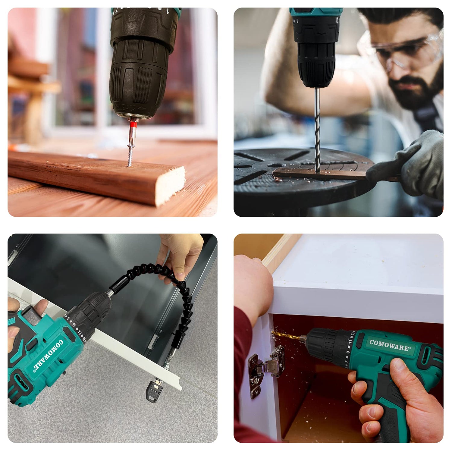 COMOWARE 20V Cordless Drill, Electric Power Drill Set with 1 Battery & Charger, 3/8” Keyless Chuck, 2 Variable Speed, 266 In-lb Torque, 25+1 Position COMOWARE