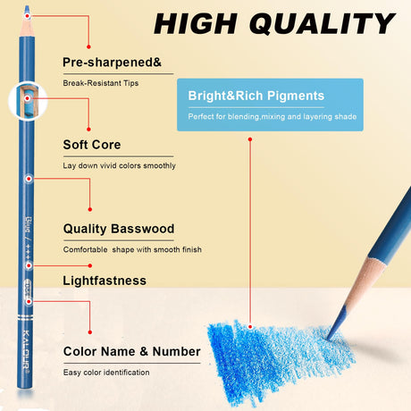 KALOUR Premium Colored Pencils,Set of 120 Colors,Artists Soft Core with Vibrant Color,Ideal for Drawing Sketching Shading,Coloring Pencils for Adults KALOUR