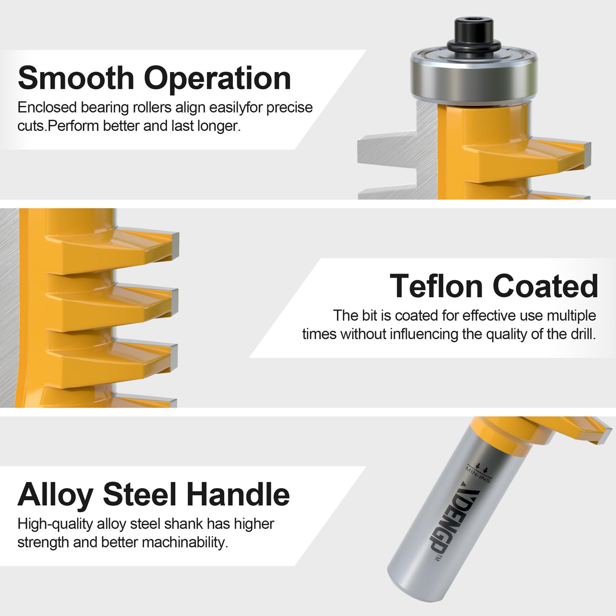 XDENGP Professional Finger Joint Router Bit 1/2" Shank, Reversible Finger Glue Joint Router Bit for Woodworking, Finger Joint Bit, Joinery Router Bit XDENGP