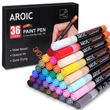 AROIC Paint Pens Paint Markers, 36 Packs Acrylic Paint markers for Writing on Any Material, Wood, Rock Painting, Glass, Ceramic, Canvas, Easter Egg AROIC