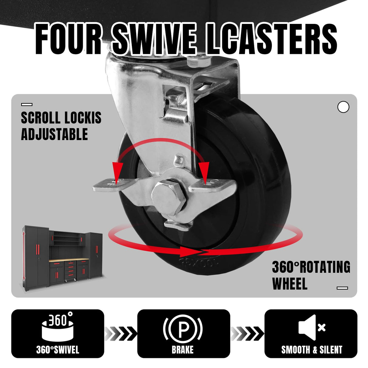 Torin Storage System, Includes Steel Cabinets Drawers Rolling Chest and Pegboard-Perfect for Organizing Garage and Tools 8 Piece Gabinets Set, Torin