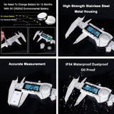 Kynup Digital Caliper, Calipers 6 Inch Measuring Tool with Stainless Steel, IP54 Splash Proof Protection Design, Easy Switch from Inch Metric Kynup