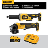 DEWALT 20V MAX Angle Grinder and Die Grinder, Cordless 2-Tool Set with Battery and Charger (DCK203P1), Yellow,white DEWALT