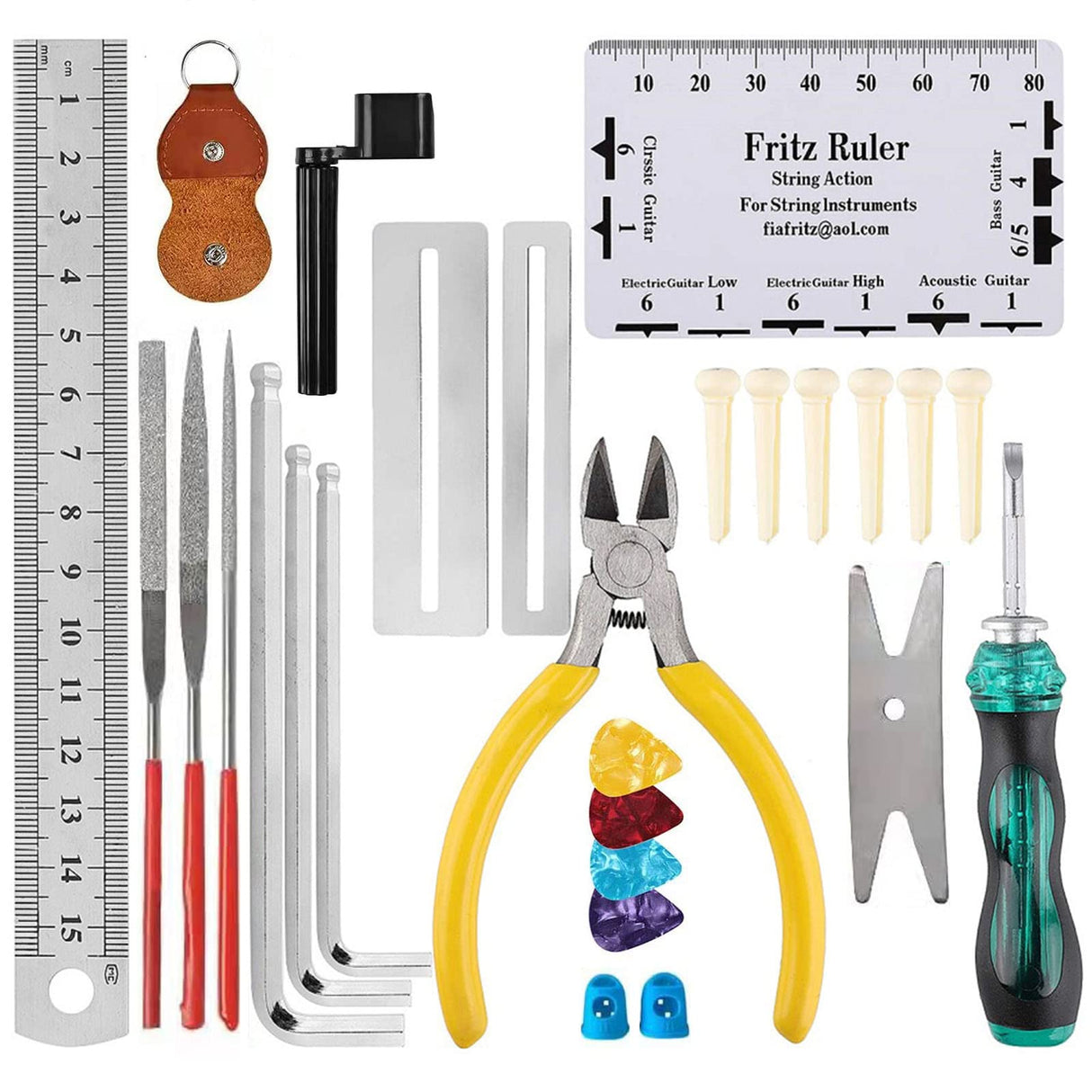 28PCS Guitar Tool Kit,Guitar Repair Tools Kit,Professional Guitar Repairing Maintenance Tool Kit with Wire Plier String Organizer Fingerboard hanbangabc
