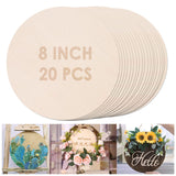 20PCS 8Inch Cutouts Blank Round Wood Slice Wood Circles for Crafts, Unfinished Wooden Slices Blank Round Wooden Circles, Wood Circles for Painting, Unixing