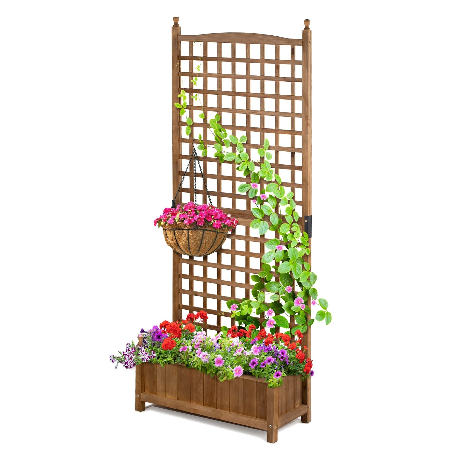 Idzo Raised Garden Bed with Trellis, Durable Oil Coated Planter with Trellis, 71 Inches Height Vertical Gardens Outdoors with Convenient Non Woven IDZO