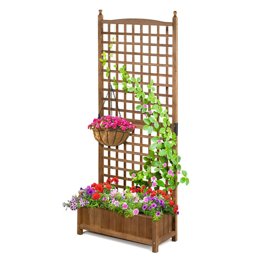 Idzo Raised Garden Bed with Trellis, Durable Oil Coated Planter with Trellis, 71 Inches Height Vertical Gardens Outdoors with Convenient Non Woven - WoodArtSupply