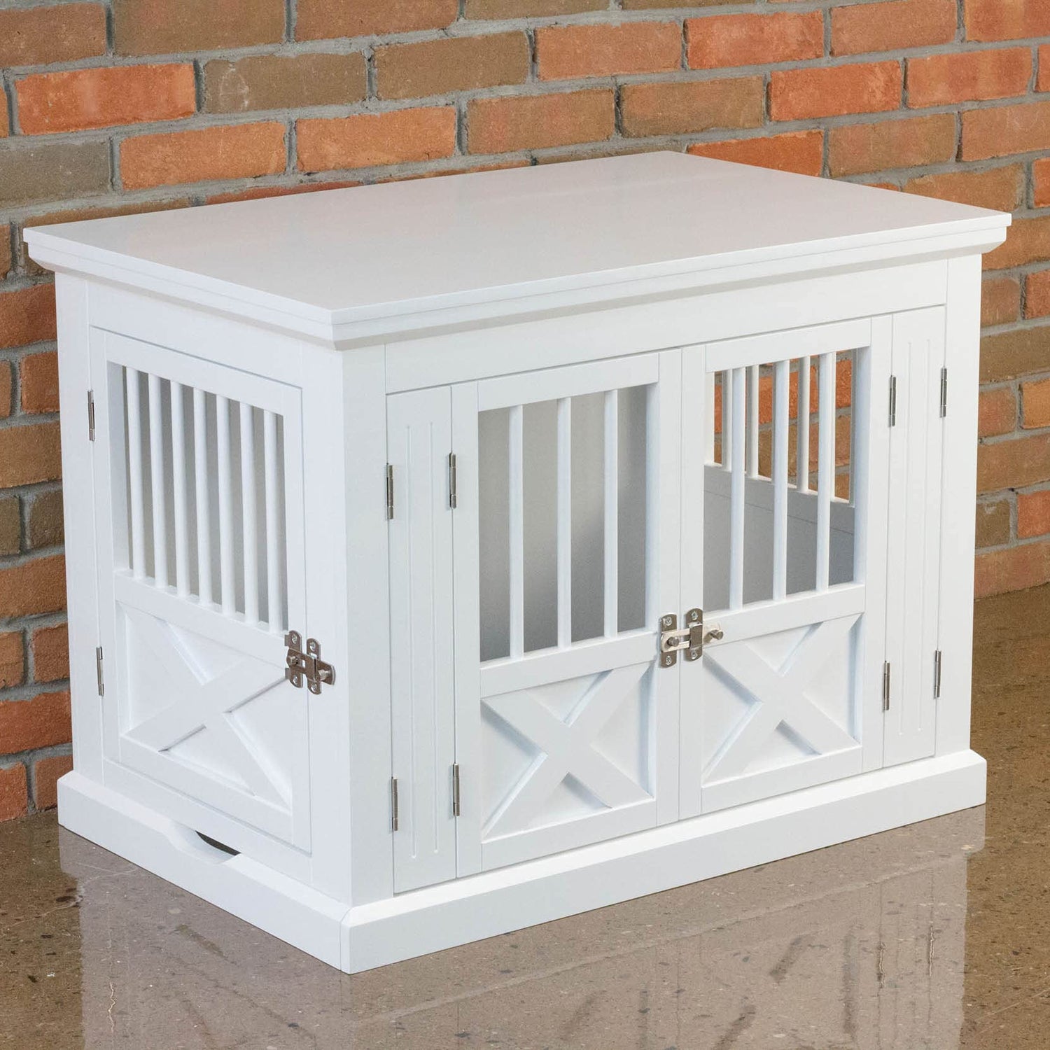 zoovilla Merry Products Triple Door Medium Dog Crate, Dog Kennel, Dog Cage, White zoovilla