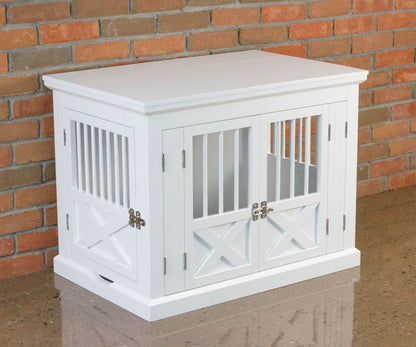 zoovilla Merry Products Triple Door Medium Dog Crate, Dog Kennel, Dog Cage, White - WoodArtSupply