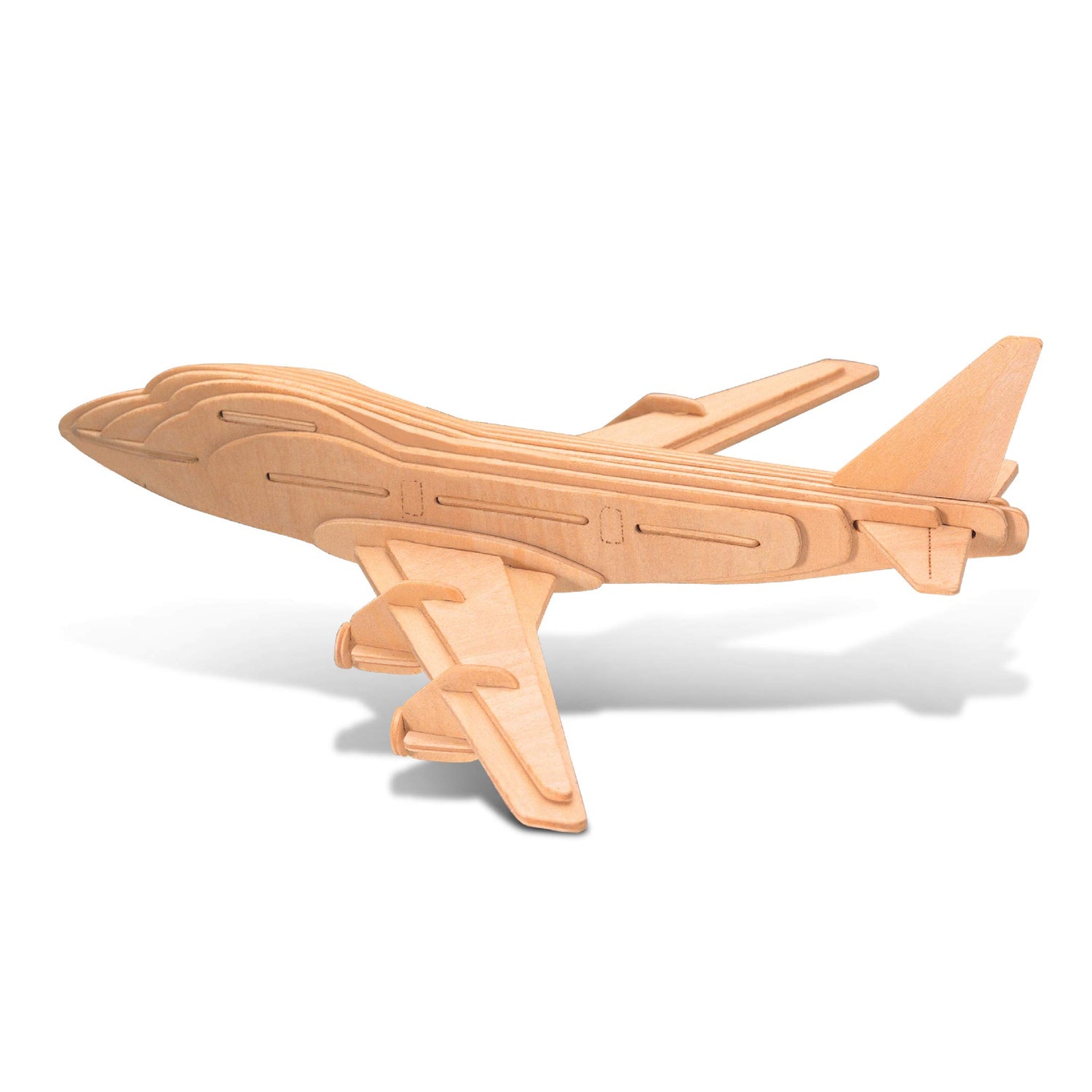 Puzzled 747 Jet Plane 3D Puzzle Wood Craft Construction Kit Aircraft, Fun & Educational DIY Wooden Toy Assemble Model Unfinished Craft Hobby Airplane Puzzled