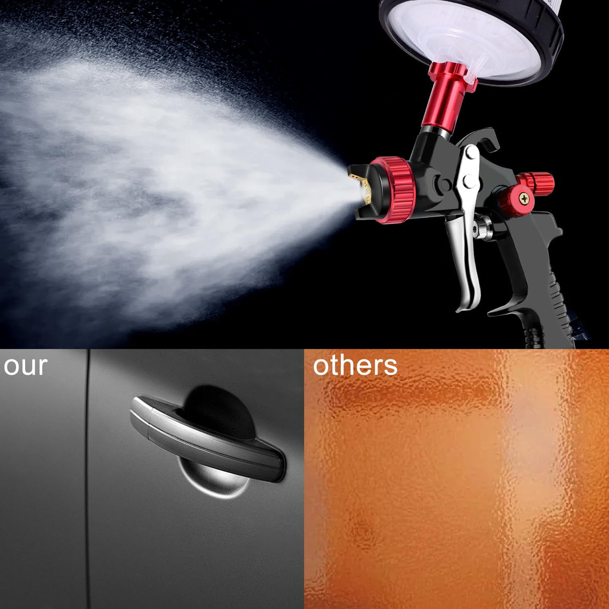 Aflybltol Hvlp Spray Gun with Paint Mixing Quick Cup, Automotive Paint Spray Gun Kit Contain Pressure Gauge,1.3mm Nozzle,10 Disposable 600ML Cups for Aflybltol