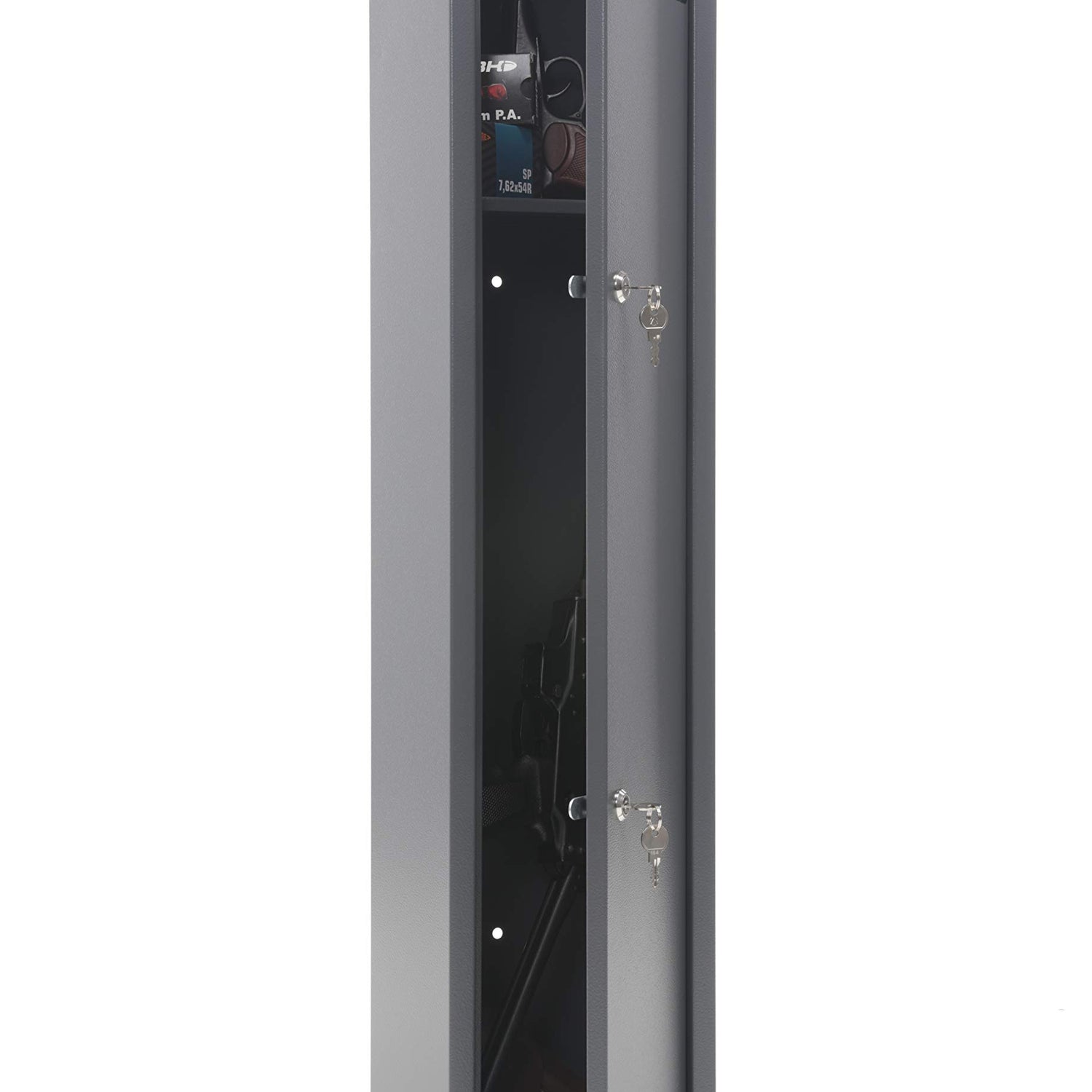 SK New Interiors Buffalo 1015 Gun Rifle Shotgun Metal Small Security Cabinet Safe Storage with Separate Pistol/Ammo Area SK New Interiors