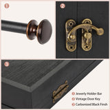 Keebofly Wall Mounted Jewelry Organizer With Rustic Wood Large Space Jewelry Cabinet, Holder, Storage Box for Necklaces, Earrings, Bracelets, Ring Keebofly