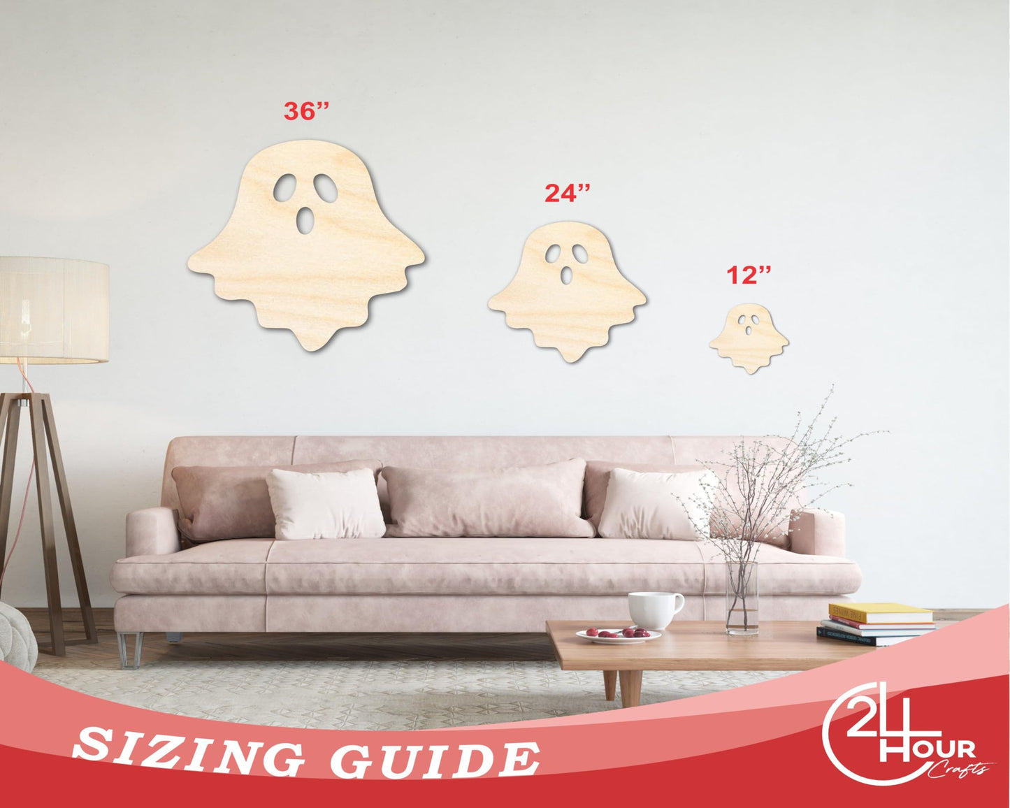 Unfinished Sheet Ghost Shape | Halloween Craft Cutout | up to 36" DIY 10" / 1/8"