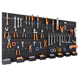 INCLY 158PCS Metal Pegboard Wall Organizer, 48x24 Inch Black Pegboard Panels Tool Organizer Kit with Accessories Hooks and Bins, Peg Board Utility INCLY