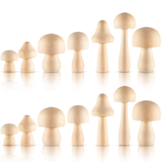 15 Pieces Unfinished Wooden Mushroom for Crafts Natural Wooden Mushrooms to Paint Mini Mushroom Various Sizes Wood Mushroom Decor for Arts and Crafts - WoodArtSupply