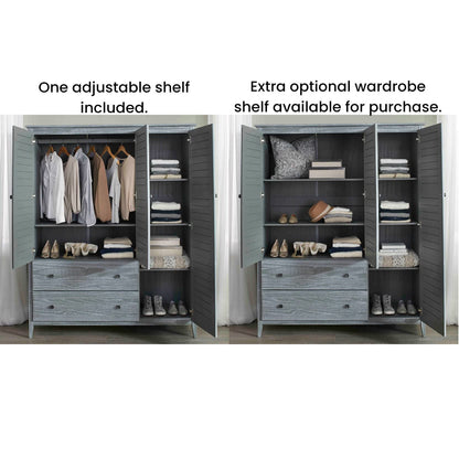 Grain Wood Furniture Greenport 3-Door Wardrobe, Brushed Grey - WoodArtSupply