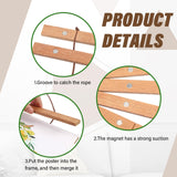 6 Pack Magnetic Poster Frame Hanger Light Wooden Frames Hanger for Posters Teak Wood Poster Hanging Kit for Walls Maps Prints Photos Pictures Canvas Kanayu