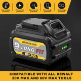 DCB609 60V/20V Replace for DEWALT Battery 9.0AH, Compatible with DeWalt 20V/60V Power Tools and DeWalt 20v 60v Battery Chargers Simple Plus+