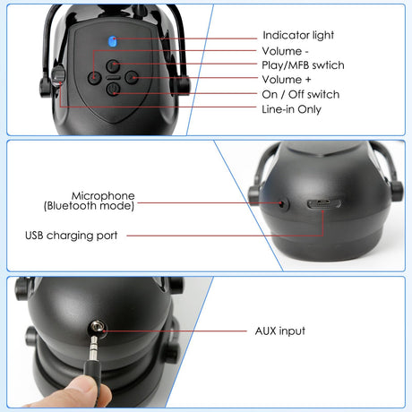 Aolamegs Bluetooth Hard Hat Ear Muffs - NRR 26db Noise-cancelling Hardhats Earmuffs for Calls,Music,Hearing Protection (Not Compatible with the Aolamegs