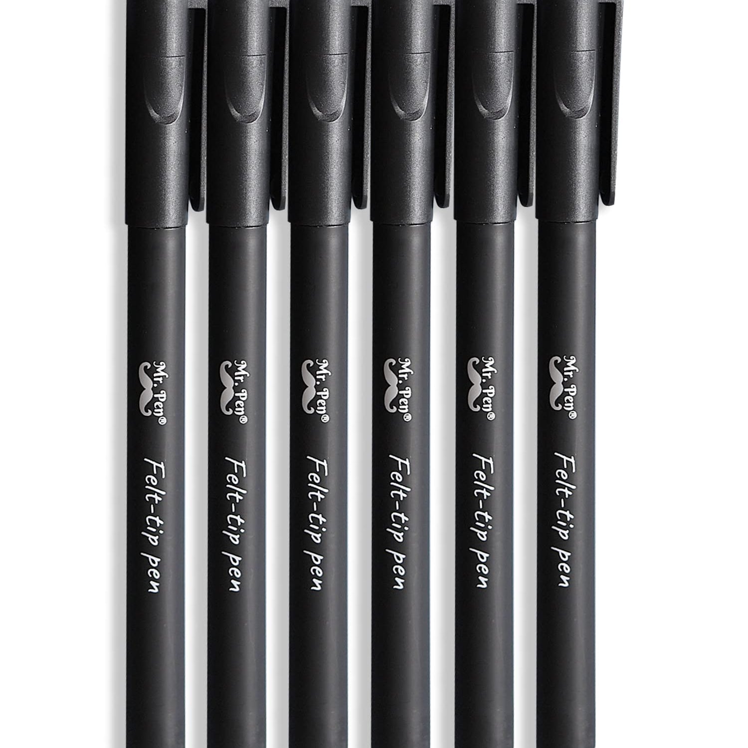 Mr. Pen- Pens, Felt Tip Pens, Black Pens, Pack of 6, Fast Dry, No Smear, Fine Point Pens Black, Black Felt Tip Pens, Bible Journaling Pens, Felt Mr. Pen
