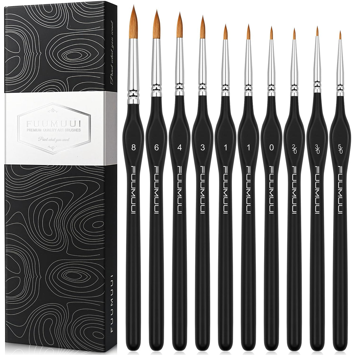 Kolinsky Sable Watercolor Brushes, 10pcs Sable Detail Paint Brush Set Will Keep a Fine Tip Point and Spring for Watercolor Acrylic Gouache, Fuumuui