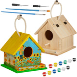 Liliful 2 Sets DIY Wooden Birdhouse Kits for Adults Wooden Bird Houses to Build with Paints and Paintbrushes Hanging Woodworking Kit for Boys and Liliful
