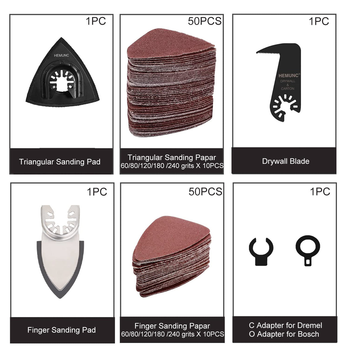 HEMUNC 118PC Oscillating Tool Blades, Oscillating Multitool Saw Blades Accessories Kit HEMUNC
