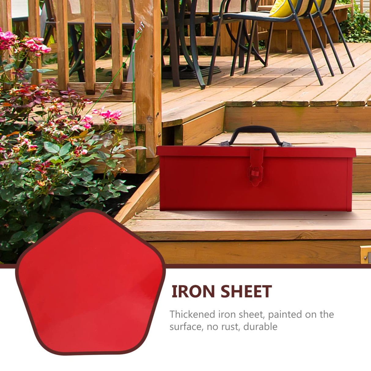 DOITOOL Red Metal Tool Box Iron Sheet Tool Box Metal Toolbox Red Metal Tool Storage Case Red Metal Lockable Tool Box, Multi-function Tool Organizer, DOITOOL