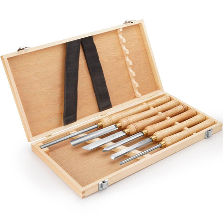 Urbansential Woodworking 16-to-22-Inch HSS Wood Turning Tools Lathe Chisel Set of 6 pcs, with Wooden Box (Wood Color) Urbansential
